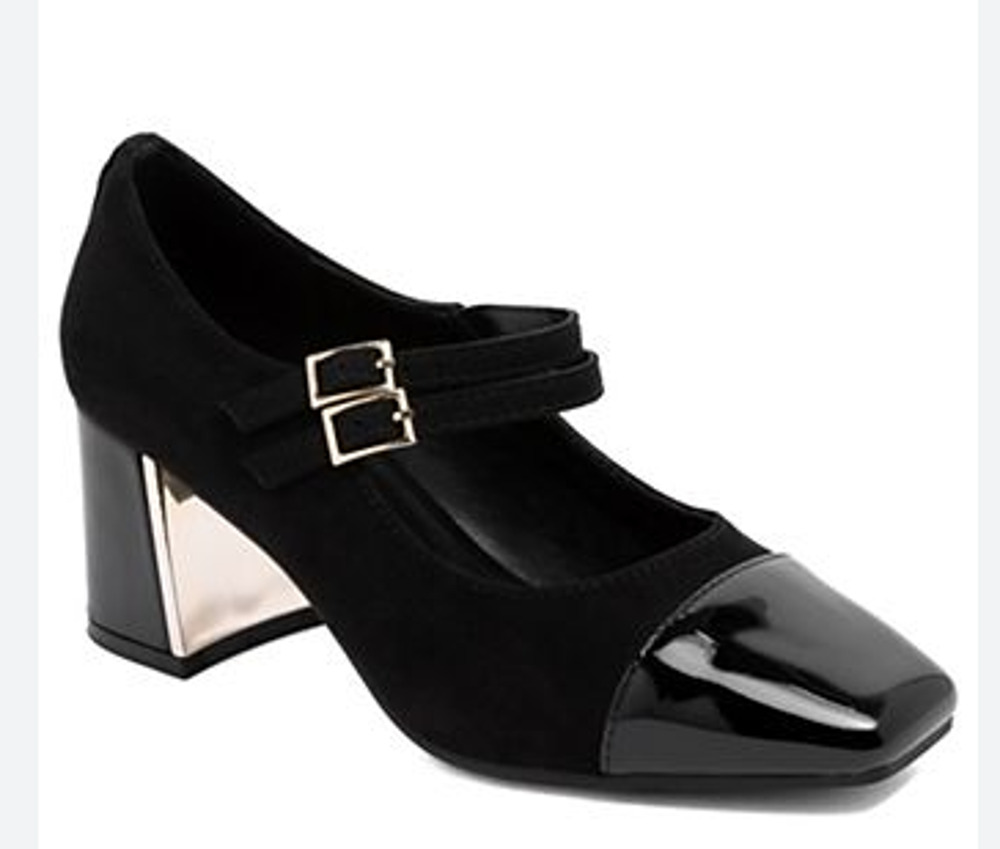 Jones New York Shoes Womens Size 8.5M Black JNY-AULLA Block Heel Mary Jane Pumps